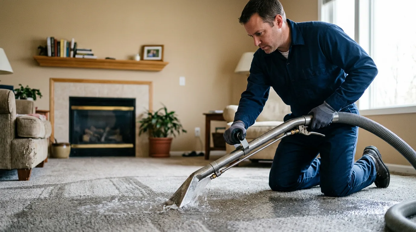 Water damage restoration technician working near Muldrow, OK